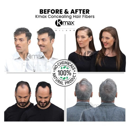 Kmax Concealing Hair Fibers Keratin Hair Powder for Hair Thickening Effect Hair Fibers for Covering Hair Loss Regular Size 15g Dark Brown