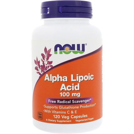 NOW ALA 100mg with Vitamin C and E 120 Capsules