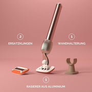 Fler The Razor Starter Set - Women's Razor with Replaceable Razor Heads and Holder, Unisex Razor with Aloe Vera and Vitamin E, Blush Pink