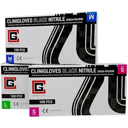 Barin Store Clinigloves Black Nitrile Powder Free Size S