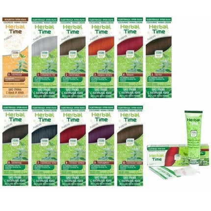 Herbal Time Henna Coloring Cream 100% Natural Hair Colorant 75ml Ready To Use