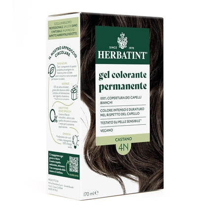 Herbatint Permanent Hair Color 4N Brown 170ml - Ammonia-Free 100% Coverage