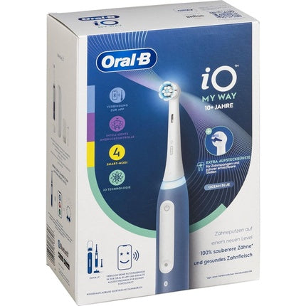 Oral-B iO My Way Electric Toothbrush 4 Cleaning Modes Dental Care Extra Replacement Brush Head Braces 1 Travel Case Designed by Braun Ocean Blue