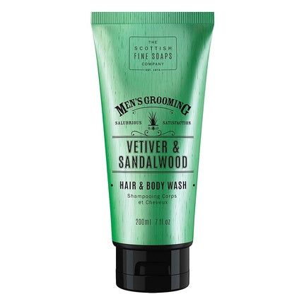 Scottish Fine Soaps Vetiver & Sandalwood Hair & Body Wash 200ml Tube