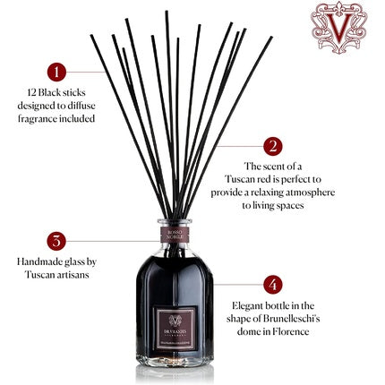 Dr. Vranjes Rosso Nobile 500ml Reed Diffuser Home Fragrance Fruity Scent Relaxing Atmosphere Day Dark Color Made in Italy