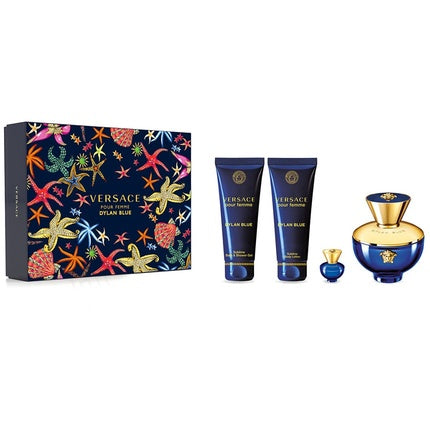 Versace Dylan Blue Pour Femme Set - Edp Spray 100ml, Edp Spray 5ml, Shower Gel 100ml, Body Lotion 100ml