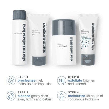 Dermalogica Discover Healthy Skin Kit - Includes Precleanse, Face Wash, Face Exfoliator, and Moisturizer