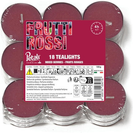 Price's Candles Petali Range Mixed Berries Scented Tea Lights - Pack of 18