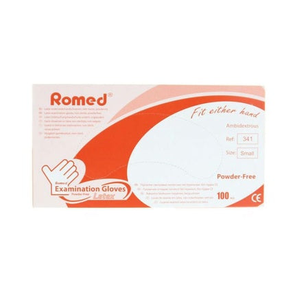 Romed Latex Examination Gloves Powder Free Size Small