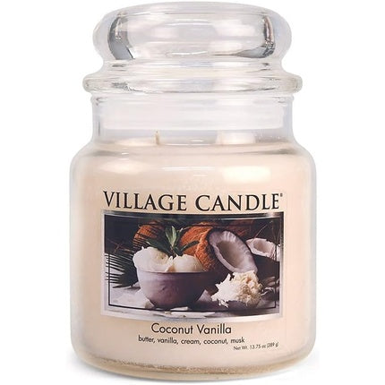 Village Candle 16oz Glass Jar Medium Scented Candle Coconut Vanilla Fragrance