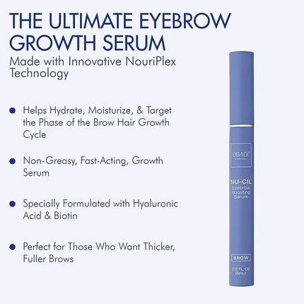 Obagi Nu-Cil Eyebrow Boosting Serum Ultimate Eyebrow Growth Serum with Hyaluronic Acid 6ml 0.17 Ounce