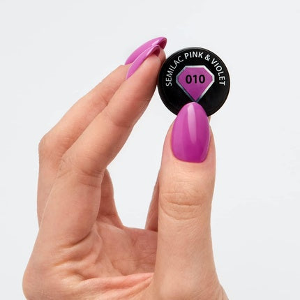 Semilac UV Nail Polish Pink & Violet Color 010 7ml - Intensive and Long-Lasting Color for Fingernails - UV LED Nail Polish