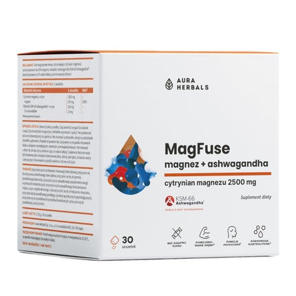 Aura Herbals Magfuse Magnesium + Ashwagandha Dietary Supplement 30x2.78g