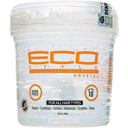 Ecostyle Krystal Styling Gel Clear All Day Hold Alcohol Free Paraben Free Sulphate Free No Flaking Anti-Itch 473ml