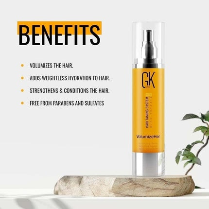 Global Keratin GK HAIR VolumizeHer Spray 100ml Heat Protection Spray for Hair Repair Dry Damaged Anti Frizz Hair Spray Professional Look for Men and Women of All Hair Types