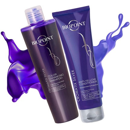 BIOPOINT Cromatix Purple Shampoo and Conditioner Set for Blonde Hair Blue No Yellow Toner for Bleached and Grey Hair