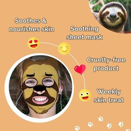 7th Heaven Sloth Face Sheet Mask with Lotus Blossom and Blueberry to Soothe and Nourish Skin