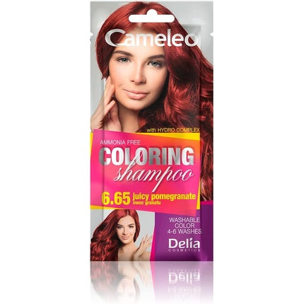 Cameleo Pomegranate Coloring Shampoo Quick and Easy Color Refreshing Washable Coloring Tone In Tone 40ml 6.65 Juicy Pomegranate