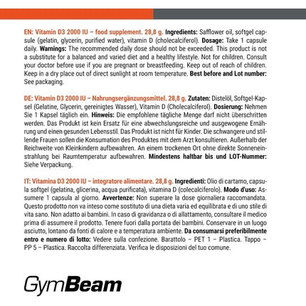 Vitamin D3 2000 IU Dietary Supplement Supports Immune System