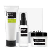 [coxir] Black Snail Gift Set Foam Cleanser Serum Cream Black Rice Bean Sesame Snail Mucin Collagen Peptide Repairing Firming Korean Skin Care