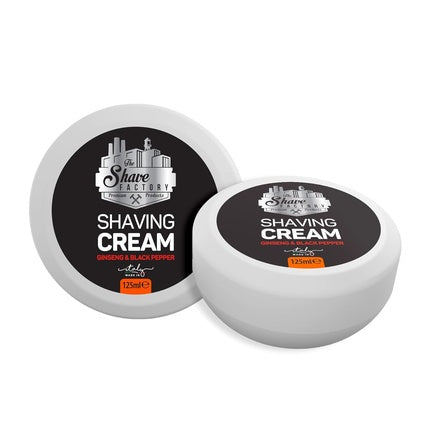 The Shave Factory Shaving Cream for Men Suitable for All Skin Types Made in Italy 125ml Ginseng & Black Pepper Mint