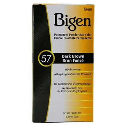 Bigen Permanent Powder Hair Color 57 Dark Brown 1 ea - Pack of 4