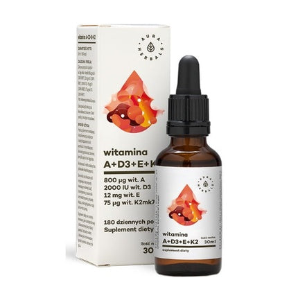 Aura Herbals Vitamin A + D3 + E + K2 Mk7 Dietary Supplement 30ml