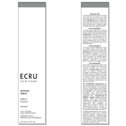 ECRU New York Hair Setting Spray 5 oz Lightweight Heat & Frizz Protectant with Long Lasting Hold and Shine