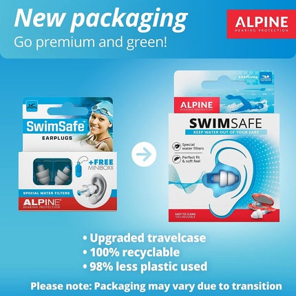 Alpine Hearing Protection Swimsafe Earplugs with mini box
