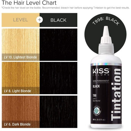Kiss Tintation Semi-Permanent Hair Colour with Argan Oil and Aloe Vera - Black