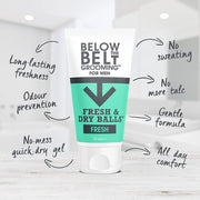 Below The Belt Grooming Fresh & Dry Balls Intimate Deodorant and Anti Chafing Cream for Men 75ml