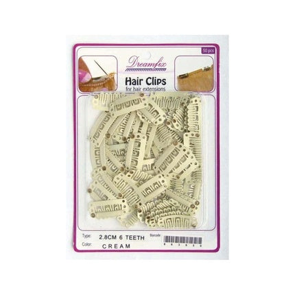 Dreamfix Hair Clips - 50 Pieces, 6 Teeth, 2.8 Cm, Cream