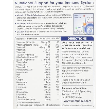 Vitabiotics Immunace with Betacarotene Vitamins and Minerals 30 Tablets