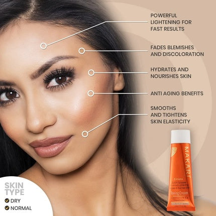Makari Extreme Carrot & Argan Oil Toning Face Cream 1.7oz - Lightening, Brightening & Tightening Moisturizer with Organiclarine - Anti-Aging Whitening Treatment