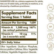 Solgar Dry Vitamin A 1500mcg 100 Tablets - Supports Healthy Eyes, Skin & Immune System - Non-GMO, Vegan, Gluten Free, Dairy Free, Kosher