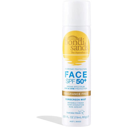 Bondi Sands SPF 50+ Fragrance Free Face Sunscreen Mist 79ml 2.11oz