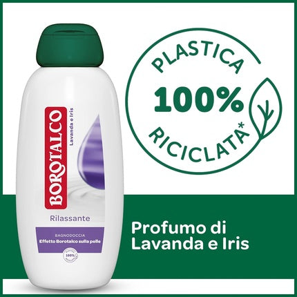 Borotalco Relaxing Shower Gel for Lavender and Iris Body Foam Relaxing Formula Relaxation Borotalk Effect on Skin Dermatologically Tested 2 Bottles 600ml
