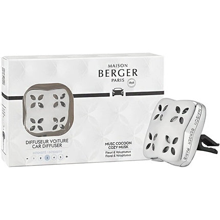 Maison Berger Paris Gift Set Car Diffuser Cosy Silver With Refill Cozy Musk