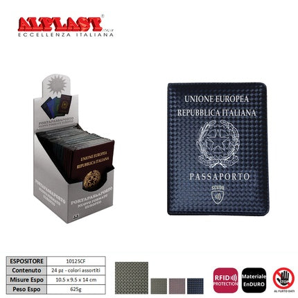 Alplast Passport Holder 24 Pieces Shield Carbon