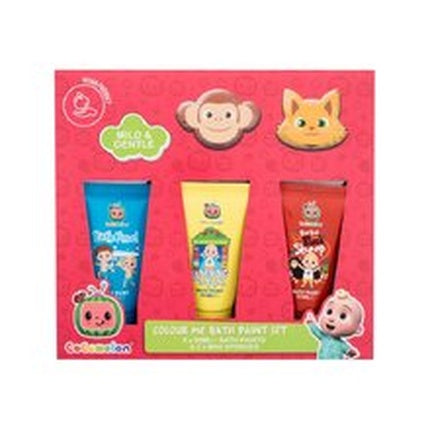 Fragrances For Children Cocomelon Color Me Bath Paint Set Gift Set With 3 X 50 Ml Bath Paint And 2 Washing Sponges