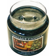 Village Candle Christmas Tree Medium Glass Apothecary Jar Scented Candle 16oz Green