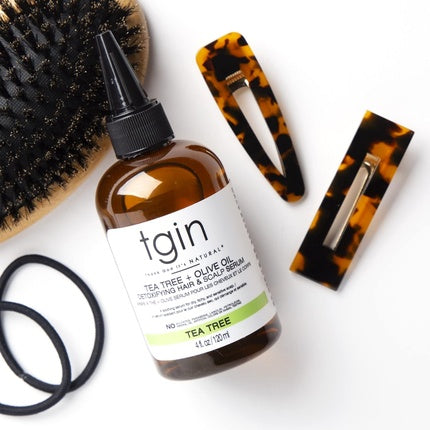 Tgin Tea Tree + Olive Oil Detoxifying Dry Itchy Hair and Scalp Serum - Natural