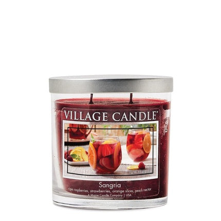 Village Candle Sangria Small Silver Lid Tumbler Scented Candle 7.5 Oz