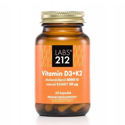 Labs212 Vitamin D3+K2 Dietary Supplement 60 Capsules