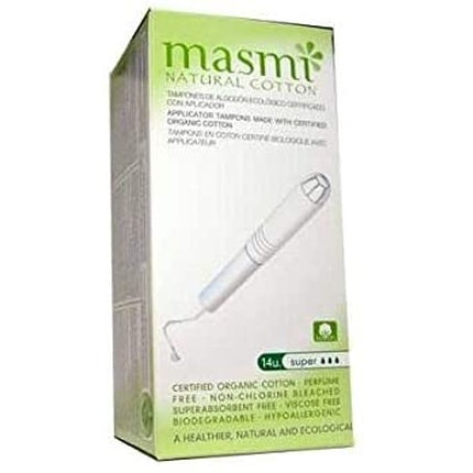 MASMI NATURAL COTTON Bio Tampons Super with Applicator 14 Pieces Super Plus