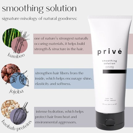 Prive Smoothing Solution Combat Frizz Creating a Sleek Finish for Straight, Defined and Soft Hair 5.9 Fl Oz