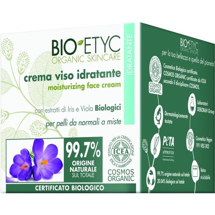 Bio Etyc Organic Moisturizing Cream with Organic Iris and Violet Extracts for Normal to Combination Skin 50ml
