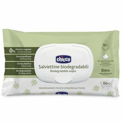 Chicco Baby Wipes With 97% Water And Biodegradable Lid - 60 Pieces