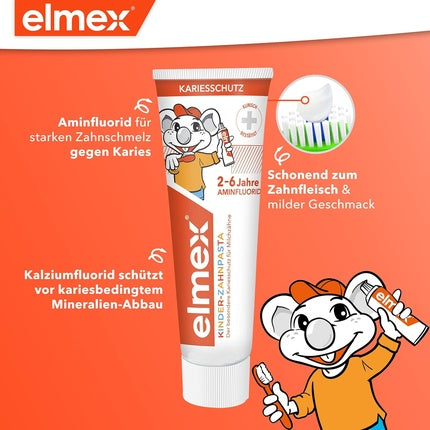 Elmex Children's Toothpaste 2-6 Years 50ml x 2 - Effective Cavity Protection with Aminfluoride for Triple Protection Mechanism
