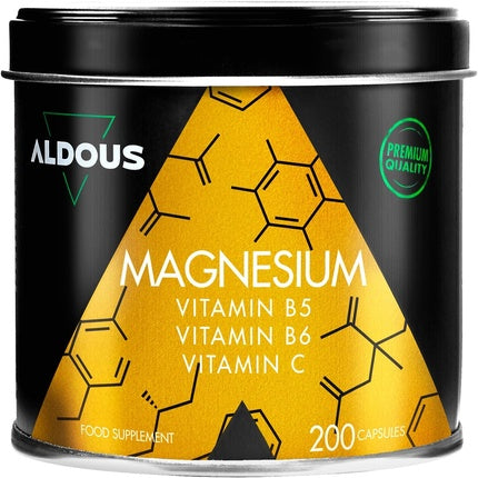 200 Capsules Magnesium Citrate with Vitamin C, B6, B5 Daily Dose 1500mg